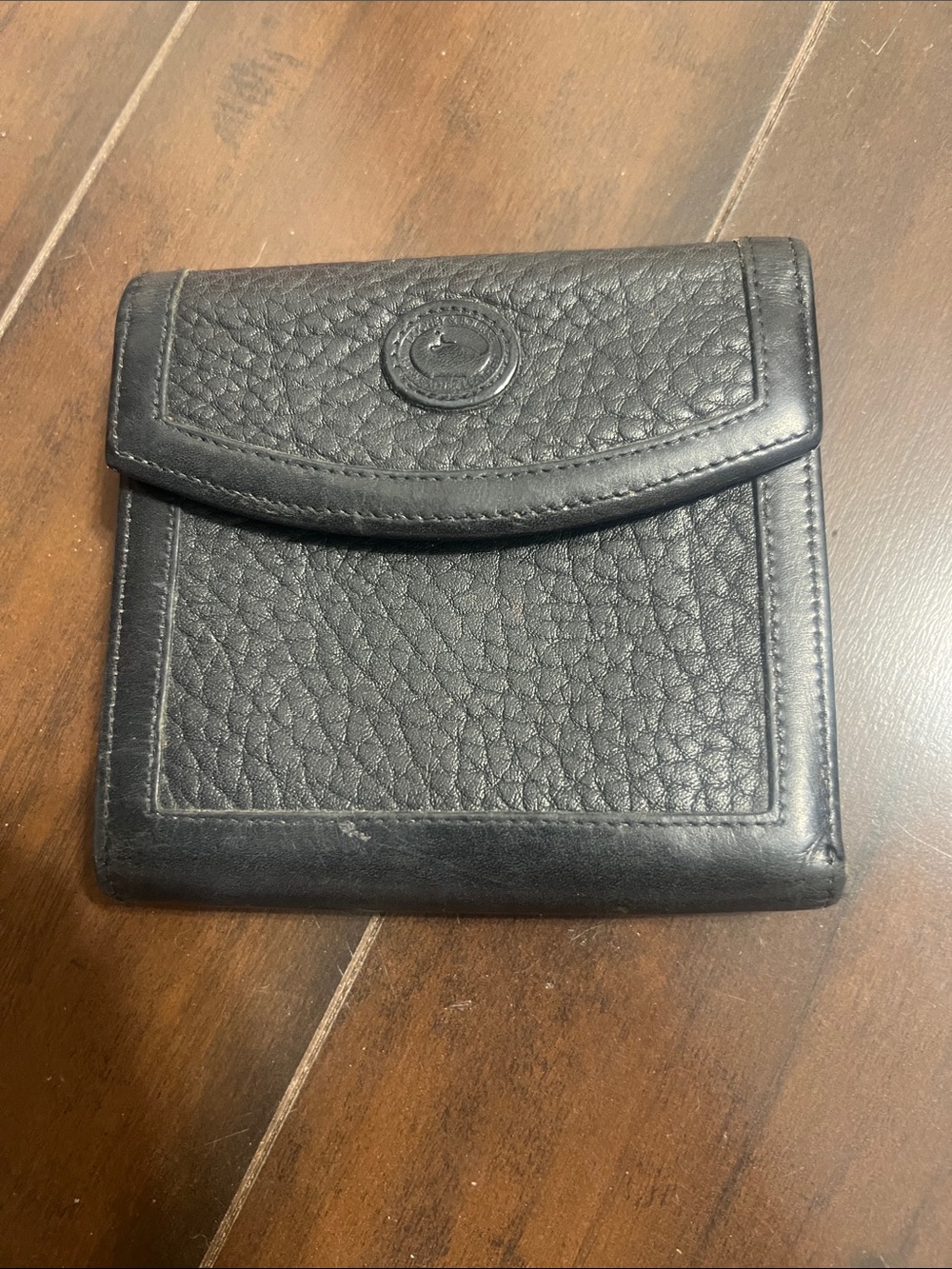 Vintage Dooney & Bourke Black Pebbled Leather Compact Wallet
